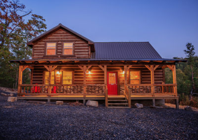 Exterior Twilight 3 Hideaway At Clear Sky Ridge Cabin Rentals Near Wolf Pen Gap In Mena Arkansas