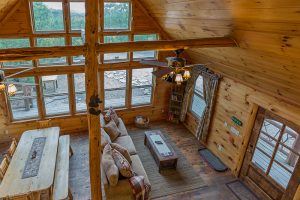 Kitchen And Living Area Overhead 2 Clear Sky Ridge Cabin Rentals Near Wolf Pen Gap In Mena Arkansas