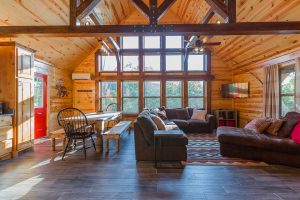 Living Area And Kitchen 1 Hideaway At Clear Sky Ridge Cabin Rentals Near Wolf Pen Gap In Mena Arkansas