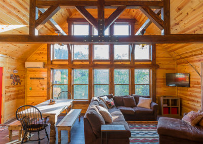 Living Area And Kitchen 2 Vertical Hideaway At Clear Sky Ridge Cabin Rentals Near Wolf Pen Gap In Mena Arkansas