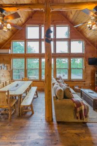 Living Room And Kitchen 2 Vertical Clear Sky Ridge Cabin Rentals Near Wolf Pen Gap In Mena Arkansas 1